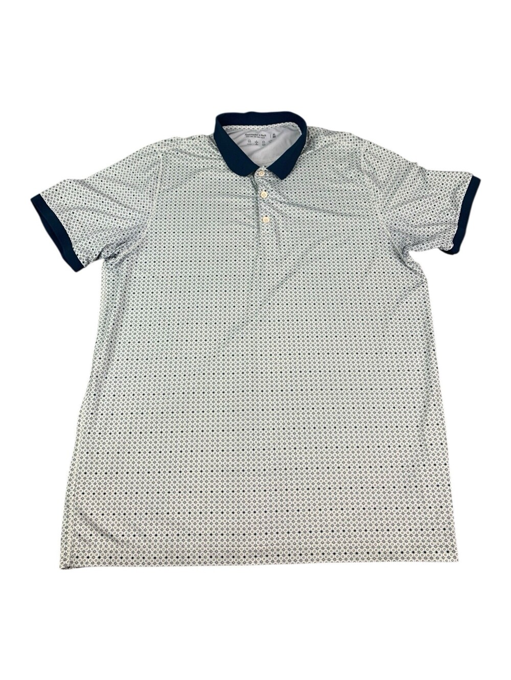 Abercrombie & Fitch Soft Knit Polo Shirt Stretch, White Geo Print, Men’s XL-Tall